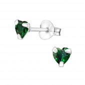 Cercei din argint cu inima verde DiAmanti DIA33210-Emerald